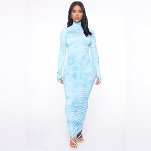 Fashion Nova Want to Be Me Long Sleeve Tie Dye Maxi Dress